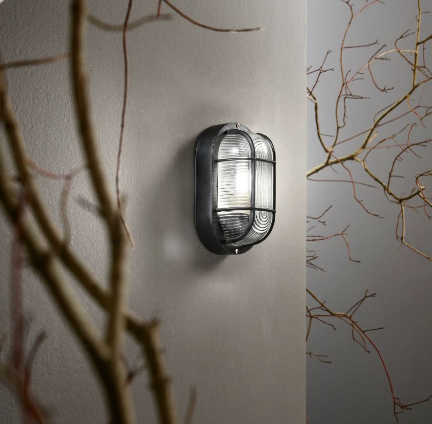 Applique Plafoniera da Esterno IP54 E27 | Termoplastica Vetro Bianco Nero